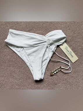 BEACH BUNNY - Natalie Ribbed High Waist Bottom - WHITE